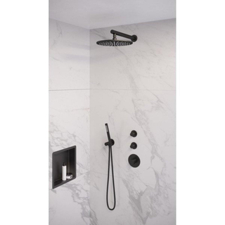 Brauer Black Edition Colonne de douche encastrable thermostatique avec pommeau 30cm bras de mural droit et douchette stylo Noir mat SECOND CHOIX