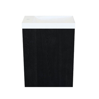 Arcqua Marble Ensemble fontaine - 40x22x54.5cm - fontaine brillant blanc - avec trop-plein - chêne noir
