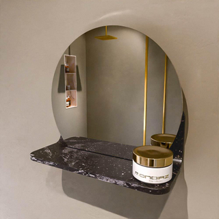Mondiaz SPOT Badkamerspiegel - rond 30cm - spiegelplanchet - kleur Lava