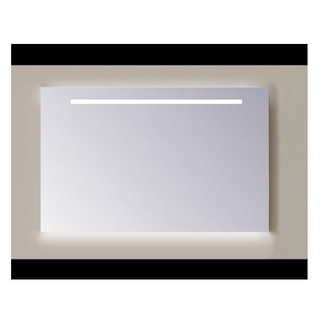 Sanicare q miroirs miroir sans cadre / pp poli bande horizontale de 90 cm + lumière ambiante sous leds blanc chaud