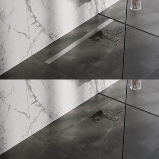 Brauer Douchegoot - 110x7.5cm - vloerflens - tegelinlegrooster omkeerbaar - RVS - geborsteld RVS