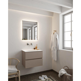 Mondiaz VICA ensemble de meuble de salle de bain - 60cm - meuble sous-vasque fumée - 2 tiroirs - lavabo lune milieu - sans trou de robinet version XL 60cm haut