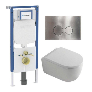 QeramiQ Dely Swirl Toiletset - 36.3x51.7cm - Geberit UP720 Duofix Sigma inbouwreservoir - 35mm zitting - steel bedieningsplaat - ronde knoppen - wit mat