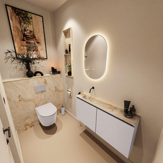MONDIAZ TURE-DLUX Meuble toilette - 100cm - Cale - EDEN - vasque Frappe - position gauche - sans trou de robinet