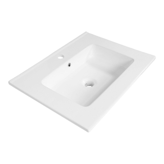 BRAUER Starfall wastafel - 60x46x2cm - overloop - 1 wasbak - 1 kraangat - keramiek - hoogglans wit