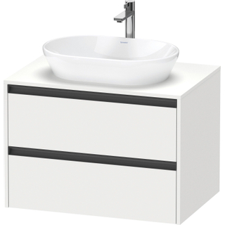 Duravit ketho 2 meuble sous lavabo avec plaque console et 2 tiroirs 80x55x56.8cm avec poignées blanc anthracite mat