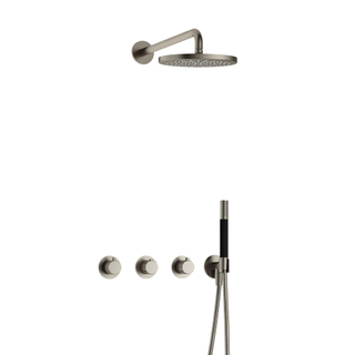 Hotbath Cobber X kit de douche encastrable thermostatique avec 2 vannes d'arrêt nickel brossé