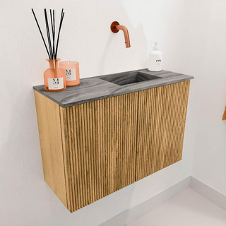 Mondiaz JOYA-DLUX Meuble de salle de bains 60cm - couleur Chêne - Vasque FAYE position Droite Sans trou de robinet couleur Sombra