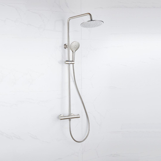 FugaFlow Eccelente Sobrado Badkamer Regendoucheset - thermostatisch - hoofddouche 25cm - ronde handdouche - geborsteld RVS PVD