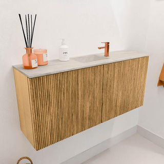 Mondiaz JOYA-DLUX 90cm meuble de salle de bains - couleur Oak - Vasque FAYE position Milieu 1 trou de robinet couleur Ostra.