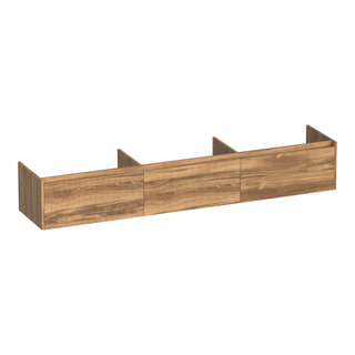BRAUER Embrace Wavy wastafelonderkast 220 met 3 softclose lades - greeploos - 0 sifon uitsparingen - Honey