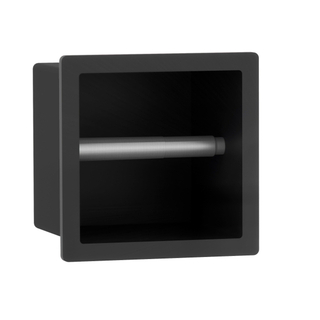 Fortifura Calvi Toiletrolhouder - inbouw - 17.3x17.3x15.3cm - Mat zwart OUTLETSTORE