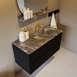 Mondiaz VICA-DLUX ensemble de meuble de salle de bain - 100cm - meuble sous-vasque urban - 2 tiroirs - lavabo encastré cloud droite - 1 trou de robinet - miroir modèle spot - version XL 60cm de haut - lave