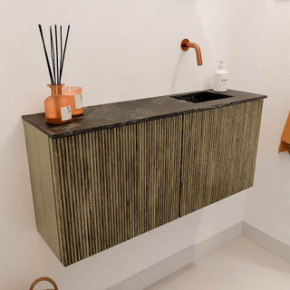 Mondiaz JOYA-DLUX 90cm toiletmeubel - kleur Dusk - Wastafel FAYE positie Rechts Zonder kraangat kleur Lava.