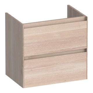 BRAUER Inspire meuble sous lavabo peu profond 60 2 tiroirs softclose - sans poignée - 1 découpe pour le siphon - chêne massif - lamelles chêne blanc