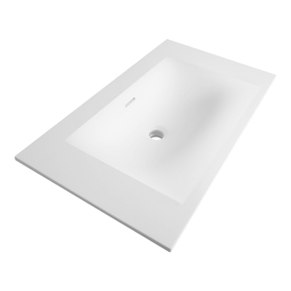 Saniclass planche lavabo Furiosa sans trou robinet 80.5x46cm rectangulaire Fine Stone blanc mat