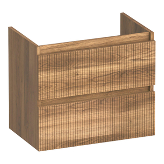 BRAUER Joy Wavy wastafelonderkast ondiep 60 2 softclose lades - greeploos - 1 sifon uitsparing - Honey
