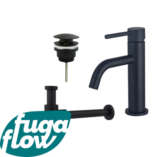 FugaFlow Eccelente Sobrado Badkamer Slim Wastafelkraanset - lage wastafelkraan - klikwaste plug - design sifon - Mat zwart