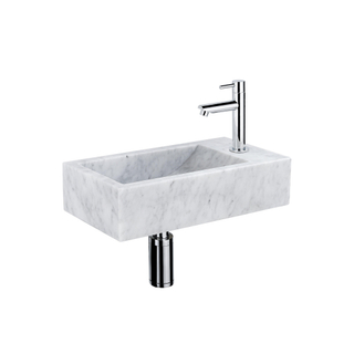 Saniclass Fuente ensemble fontaine - 40x22 - 1 trou de robinet - droite - marbre - robinet fontaine chrome - blanc
