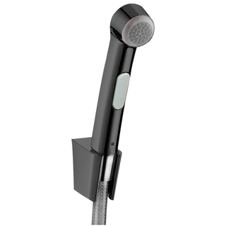 Ensemble bidet Hansgrohe douchette à main flexible support chrome noir brossé
