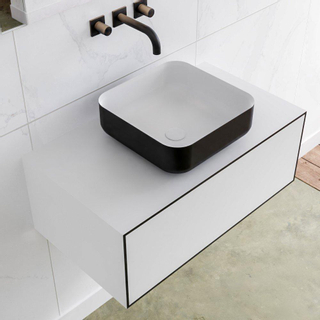 Mondiaz Lagom Meuble salle de bains 80x30.9x45cm Solid Surface Urban 1 tiroir avec lavabo BINX vasque à poser Centre sans trous de robinet