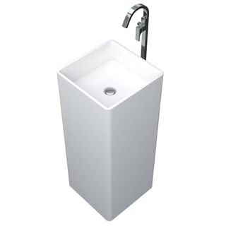 Arcqua Crosstone Wendy lavabo sur pied 37x37x90cm solid surface carré mat blanc