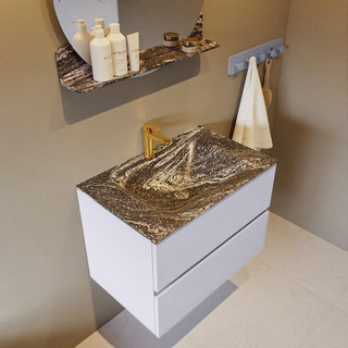 Mondiaz VICA-DLUX ensemble de meuble de salle de bain - 70cm - meuble sous-vasque cale - 2 tiroirs - lavabo encastré cloud milieu - 1 trou de robinet - version haute de 60cm - lave