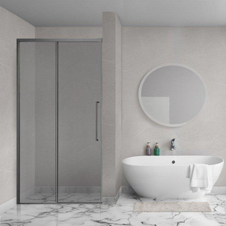 Aqua Vista Lokla Linea nisdeur - 100x200cm - incl. montageset - rookglas - gunmetal