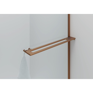 Aloni paroi de douche - 100x200cm - coins arrondis - verre de sécurité - 6mm - porte-serviettes - cuivre brossé