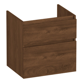 BRAUER Delight Wavy wastafelonderkast 60 2 softclose lades - greeploos - 1 sifon uitsparing - Forest Cacao