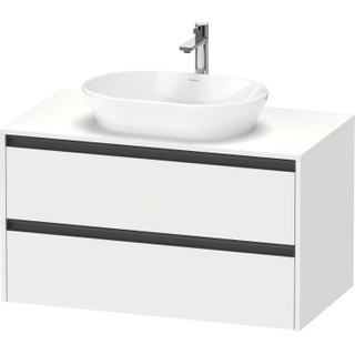 Duravit ketho 2 meuble sous lavabo avec plaque console et 2 tiroirs 100x55x56.8cm avec poignées blanc anthracite mat