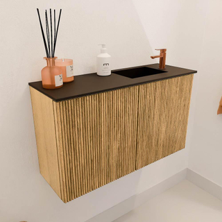 Mondiaz JOYA 70cm meuble de salle de bains - couleur Oak - Vasque FAYE position Droite 1 trou de robinet couleur Urban