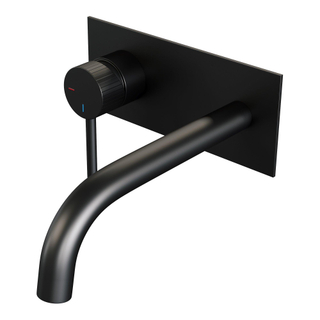 BRAUER Stripe Mitigeur lavabo encastré - bec courbé et plaque de recouvrement - modèle A2 - noir mat