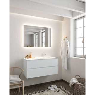 Mondiaz VICA ensemble de meuble de salle de bain - 100cm - meuble sous-vasque argile - 2 tiroirs - lavabo nuage droite - 1 trou de robinet - miroir LED - version XL 60cm de haut