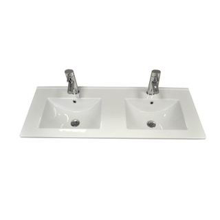 Sanicare q1 lavabo 121x46cm 2 trous pour robinet avec trop-plein rectangle céramique blanc