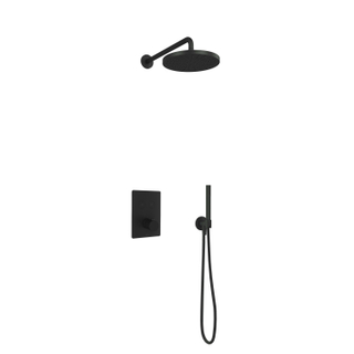 Hotbath Cobber ibs23 kit de douche thermostatique comprenant un inverseur 2 voies avec 3 positions douche à main avec tête ronde 30cm douche noir mat
