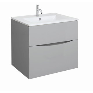 Crosswater Glide II Ensemble de meuble - 60x45x52cm - 2 tiroirs - sans poignées - Storm Grey - lavabo Ice White - 1 trou de robinet