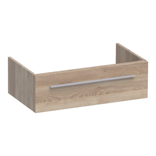 Saniclass Sharp Wastafelonderkast - 80x46x25cm - 1 softclose lade - zonder greep - 1 sifonuitsparing - MFC - legno calore