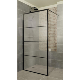 Xenz Industrial Line Premium Paroi de douche 100x200cm à poser ou à combiner avec porte avec barre de renfort noir