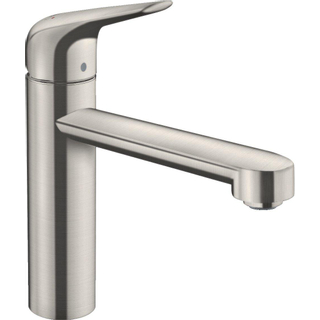 Hansgrohe M42 M421-H120 Mitigeur de cuisine 1 trou avec bec pivotant à 360° en acier inoxydable