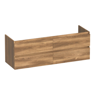 BRAUER Joy Wavy wastafelonderkast 140 4 softclose lades - greeploos - 2 sifon uitsparingen - Honey