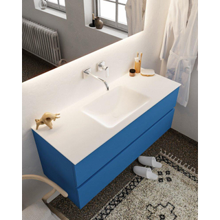 ENSEMBLE DE MEUBLE MONDIAZ VICA - 120cm - 2 tiroirs - lavabo Cloud au centre - 0 trous de robinet - solid surface jeans