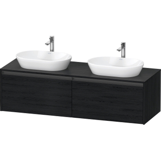 Duravit ketho meuble sous 2 lavabos avec plaque console et 2 tiroirs pour double lavabo 160x55x45.9cm avec poignées chêne anthracite noir mat