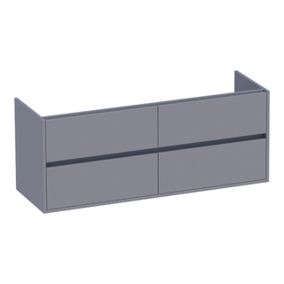 BRAUER Adore meuble sous lavabo - 140x46x55cm - 4 tiroirs softclose - sans poignée - 2 découpes pour siphon - gris mat