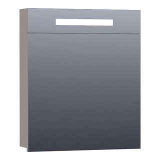 Saniclass 2.0 Armoire de toilette 59x70x15cm éclairage intégré rectangulaire 1 porte pivotante MDF Taupe Brillant