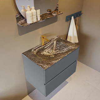 Mondiaz VICA-DLUX Ensemble de meuble de salle de bain - 70cm - meuble sous-vasque plata - 2 tiroirs - lavabo encastrée cloud milieu - 1 trou de robinet - version haute de 60cm - lave