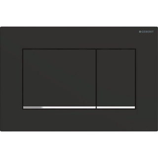 Geberit Sigma30 bedieningplaat, 2-toets spoeling frontbediening voor toilet 24.6x16.4cm zwart mat