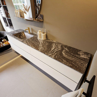 Mondiaz VICA-DLUX Badkamermeubelset - 200cm - talc - 4 lades - Inbouw wastafel CLOUD - dubbel 2 kraangaten - kleur Lava - XL versie 60cm hoog