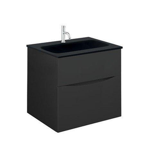 Crosswater Glide II ensemble de meubles de salle de bain - 50x45x52cm - 2 tiroirs lavabo sans poignée - noir trou pour robinet - noir mat