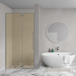 Aqua Vista Oria Linea porte de niche - 120x200cm - incl. kit de montage - verre champagne - Gunmetal